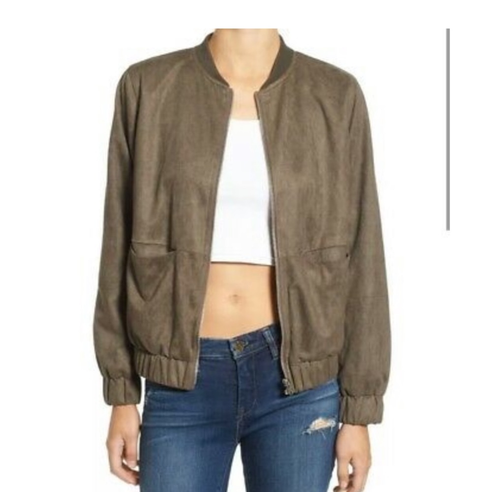 Missguided brown faux suede bomber jacket